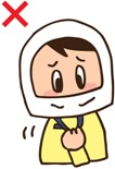 イラスト：ヘルメットのあごひもが緩い様子