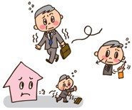 イラスト：正常に歩けないほど酒に酔っている様子