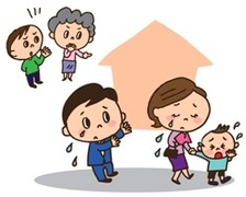 イラスト：事故を起こした男性から家族が去っていく様子